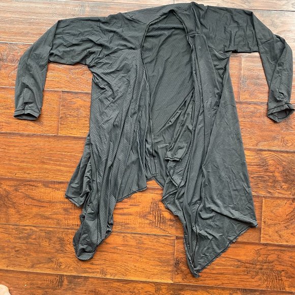 MAAJI Cardigan Gray Striped Asymmetric Wrap Topper Coverup - Picture 3 of 9